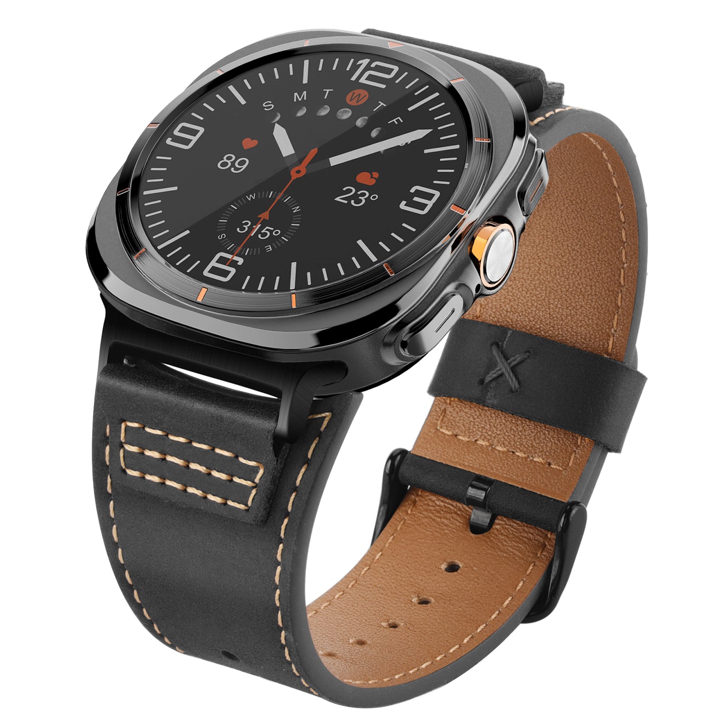 Wristitani Leather Band Compatible with Samsung Galaxy Watch Ultra Bands 7 6 5 4 for Men, Top Genuine Leather Replacement Vintage Strap for 47mm 46mm 45mm 44mm 43mm 42mm 40mm