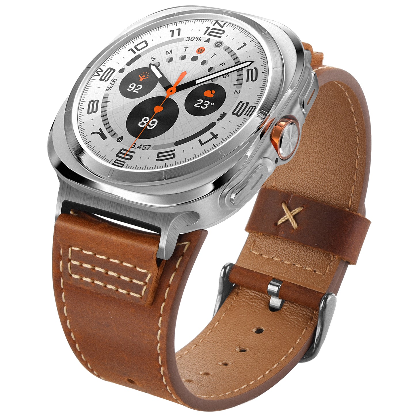 Wristitani Leather Band Compatible with Samsung Galaxy Watch Ultra Bands 7 6 5 4 for Men, Top Genuine Leather Replacement Vintage Strap for 47mm 46mm 45mm 44mm 43mm 42mm 40mm