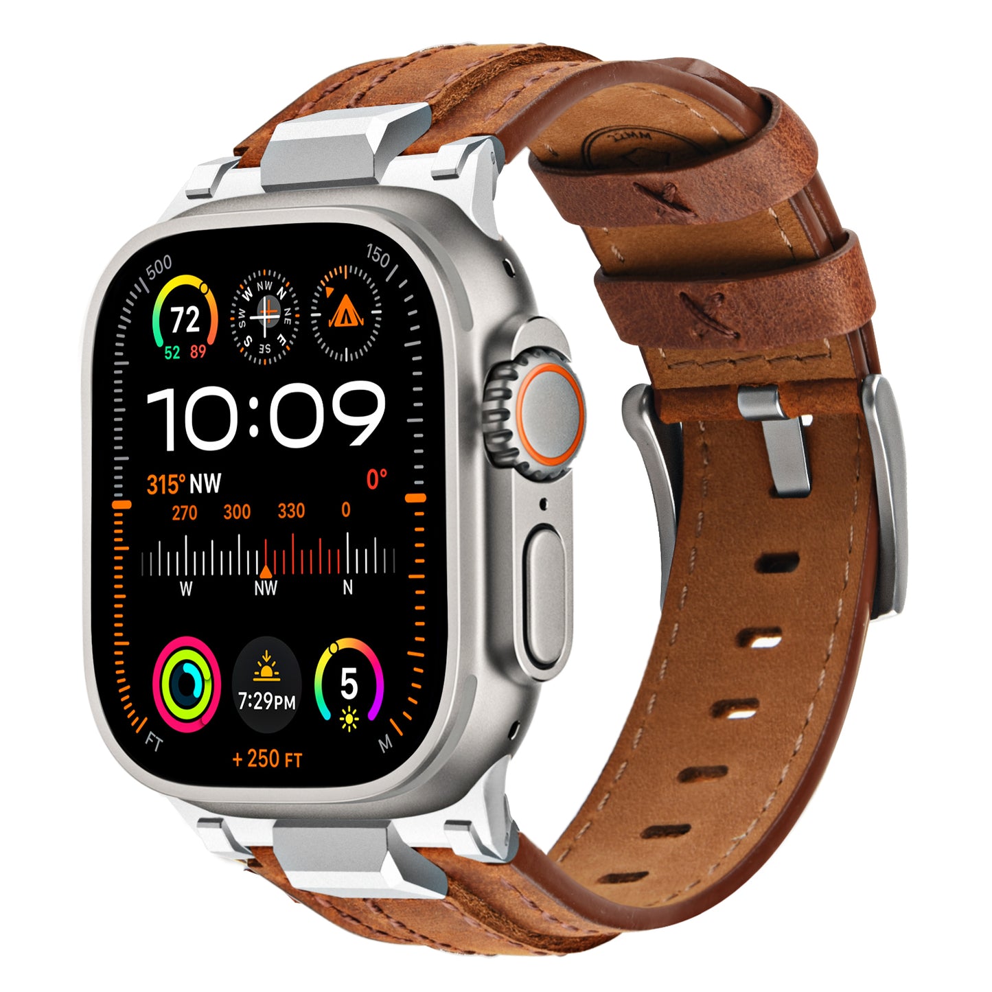 Wristitani Leather Bands Compatible with Apple Watch Strap 49mm 46mm 45mm 44mm 42mm for Men, Genuine Leather Durable Matel Connector Replacement Straps for iWatch Ultra Series 10 9 8 7 SE 6 5 4 3 2 1