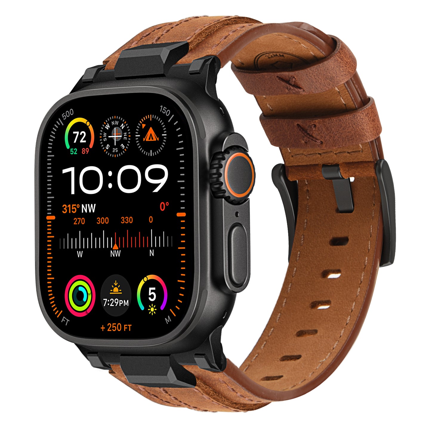 Wristitani Leather Bands Compatible with Apple Watch Strap 49mm 46mm 45mm 44mm 42mm for Men, Genuine Leather Durable Matel Connector Replacement Straps for iWatch Ultra Series 10 9 8 7 SE 6 5 4 3 2 1