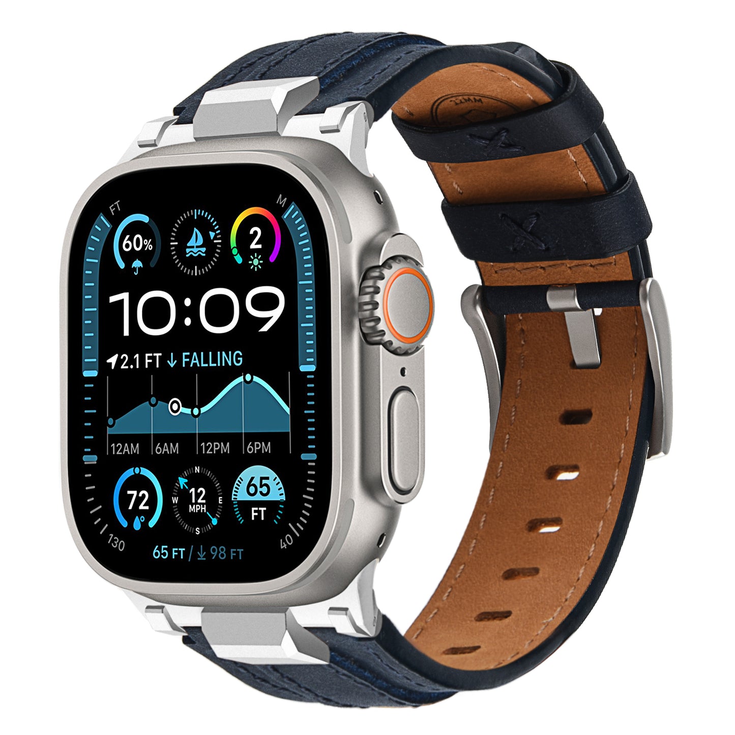 Wristitani Leather Bands Compatible with Apple Watch Strap 49mm 46mm 45mm 44mm 42mm for Men, Genuine Leather Durable Matel Connector Replacement Straps for iWatch Ultra Series 10 9 8 7 SE 6 5 4 3 2 1