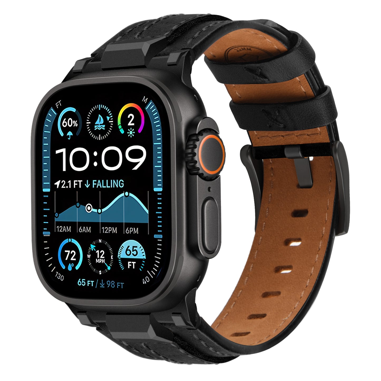 Wristitani Leather Bands Compatible with Apple Watch Strap 49mm 46mm 45mm 44mm 42mm for Men, Genuine Leather Durable Matel Connector Replacement Straps for iWatch Ultra Series 10 9 8 7 SE 6 5 4 3 2 1