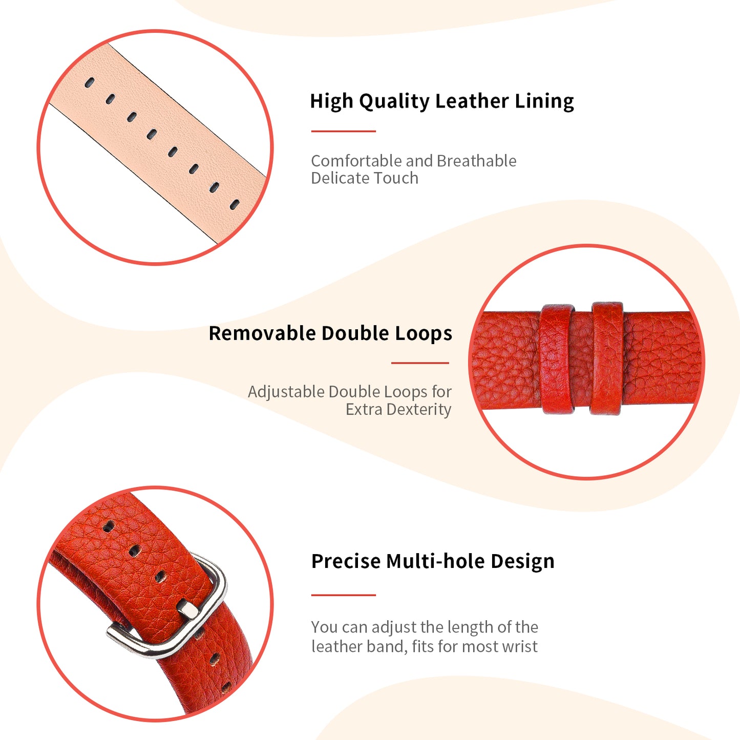 Leather  Watch Band Compatible with Apple Watch Band 49/46/45/44/42/41/40, iWatch Band for Series ultra3/2/1 SE3/2/1 11/10/9/8/7/6//5/4/3 for Men Women