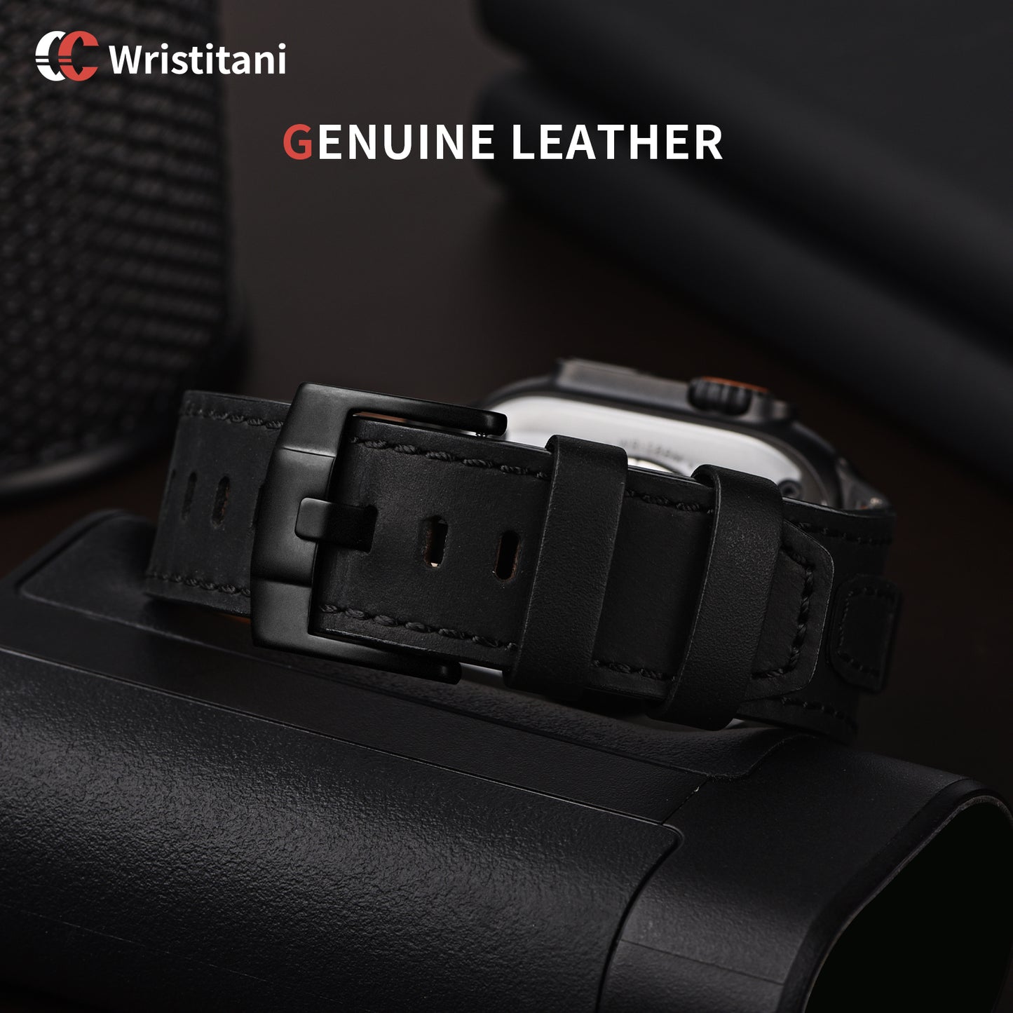 Wristitani Leather Bands Compatible with Apple Watch Strap 49mm 46mm 45mm 44mm 42mm for Men, Genuine Leather Durable Matel Connector Replacement Straps for iWatch Ultra Series 10 9 8 7 SE 6 5 4 3 2 1