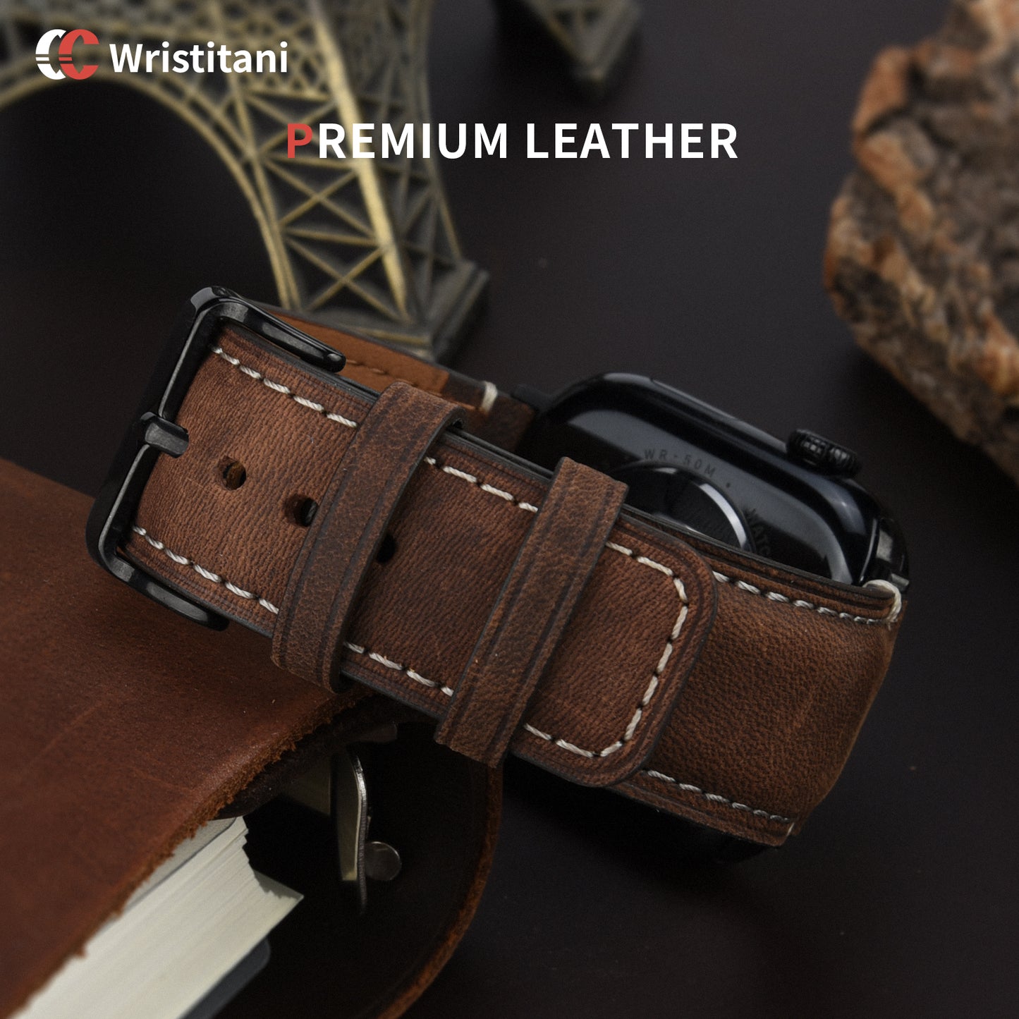Wristitani Leather Band Compatible With Apple Watch Straps 49mm 46mm 45mm 44mm 42mm 41mm 40mm for Men, Genuine Leather Replacement Band for iWatch Ultra3/2/1 SE3/2/1 Series 11 10 9 8 7 6 5 4