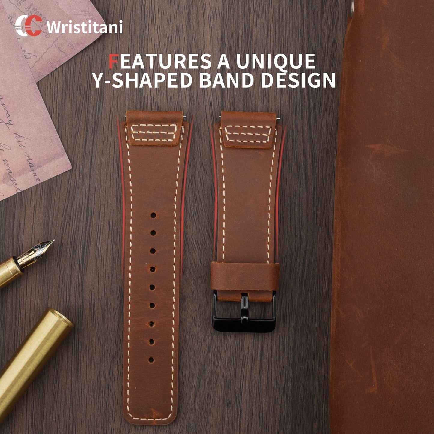Wristitani Leather Watch Band for Men, 20mm 22mm Top Genuine Leather Watch straps, Quick Release Vintage Wristband Suitable for Classic Mechanical Quartz Smartwatches
