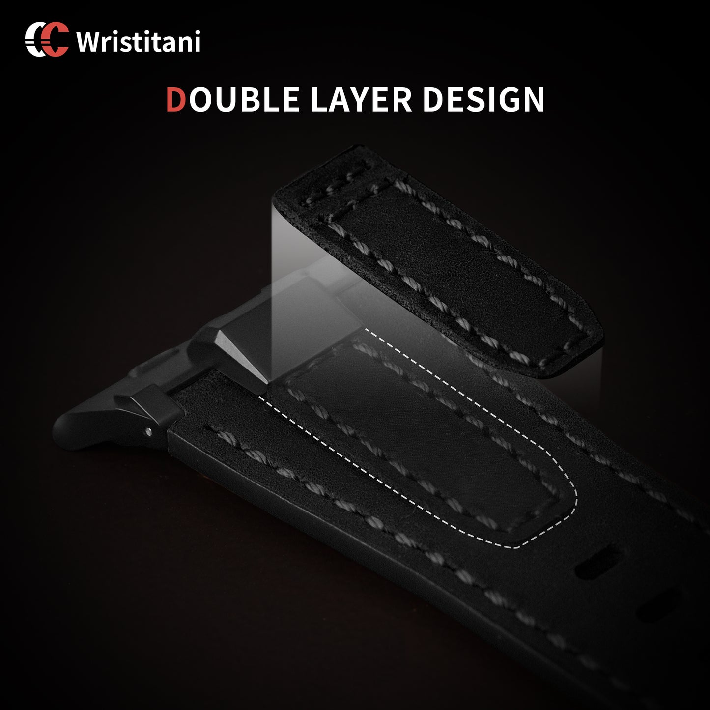 Wristitani Leather Bands Compatible with Apple Watch Strap 49mm 46mm 45mm 44mm 42mm for Men, Genuine Leather Durable Matel Connector Replacement Straps for iWatch Ultra Series 10 9 8 7 SE 6 5 4 3 2 1