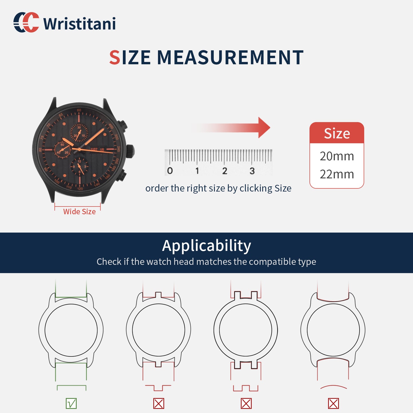 Wristitani Leather Watch Band for Men, 20mm 22mm Top Genuine Leather Watch straps, Quick Release Vintage Wristband Suitable for Classic Mechanical Quartz Smartwatches