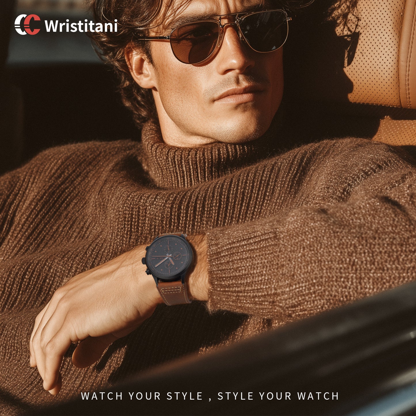 Wristitani Leather Watch Band for Men, 20mm 22mm Top Genuine Leather Watch straps, Quick Release Vintage Wristband Suitable for Classic Mechanical Quartz Smartwatches