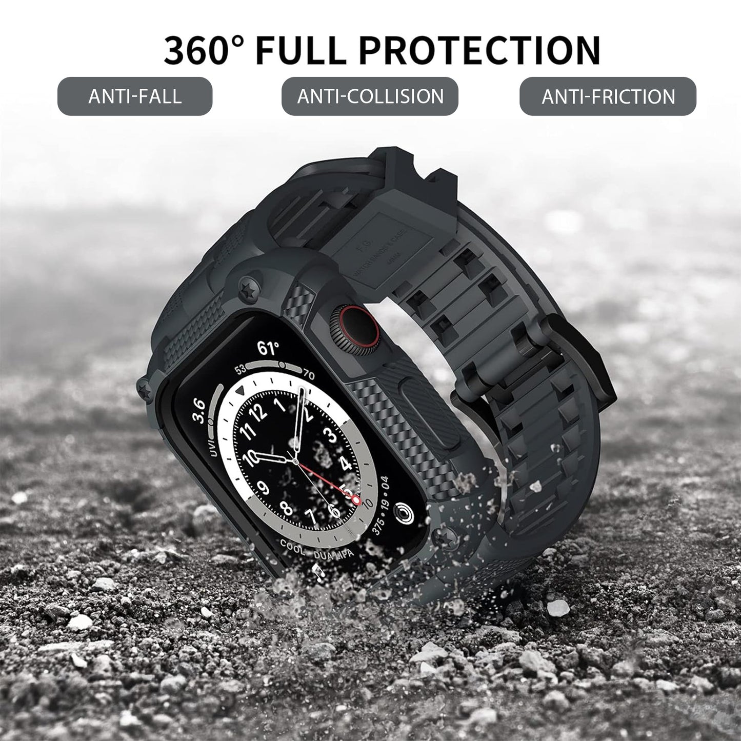 Wristitani Compatible with Apple Watch Band with Shockproof Rugged Case 40mm 41mm 42mm 44mm 45mm 46mm 49mm for iWatch Ultra3/2/1 Se3/2/1 Series 11/10/9/8/7/6/5/4, Durable TPU Sport Strap