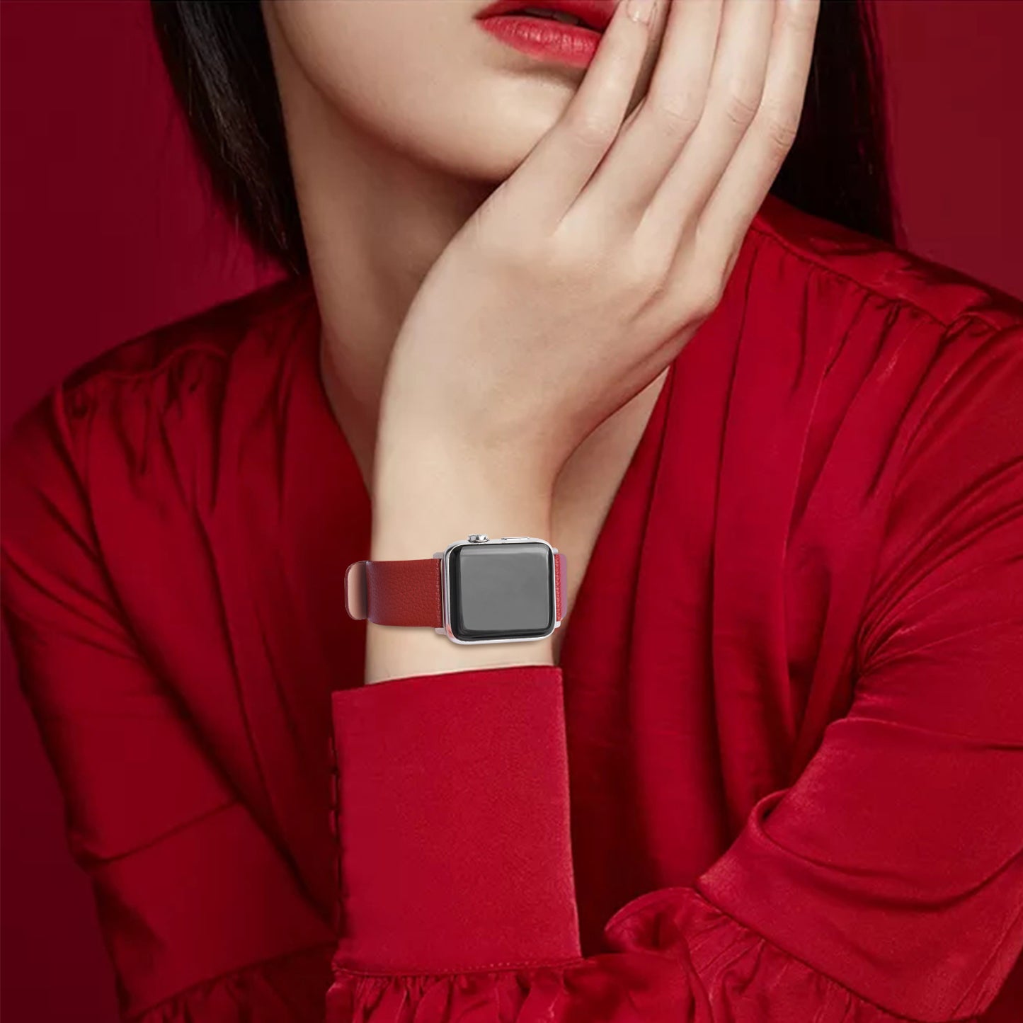 Leather  Watch Band Compatible with Apple Watch Band 49/46/45/44/42/41/40, iWatch Band for Series ultra3/2/1 SE3/2/1 11/10/9/8/7/6//5/4/3 for Men Women